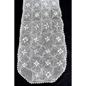 Paire de rideaux en dentelle fait main à décor floral d : 250 x 55 cm chaque