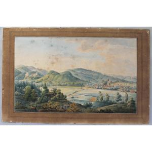 Aquarelle paysage de Bavière ou  du Tyrol signée et datée Kofler 1904 Autriche Allemagne