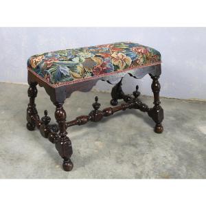 Small 18th Century Oak Bench In Louis XIV Style. Swiss Origin. 
