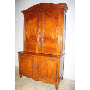 Louis XV Period Two-part Buffet In Solid Honey-colored Cherry Wood, 18th Century