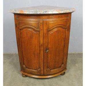 Louis XIV Style Curved Sideboard In Solid Wood With 19th Century Marble Top