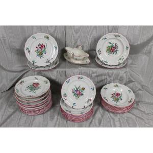 Lunéville Earthenware Dinner Service, Reverbère Décor, 20th Century