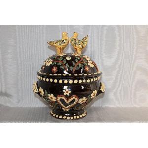 Soufflenheim Stoneware Wedding Soup Tureen Decorated With Alsatian Birds