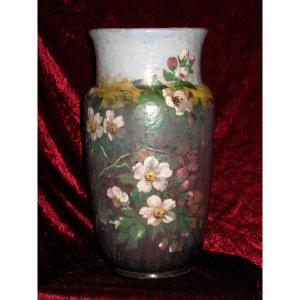 Vase en grès impressionniste de Montigny sur Loing époque 19ème