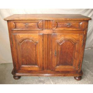 Small Buffet In Blond Walnut, Louis XIV Period With 2 Doors 2 Drawers 17th