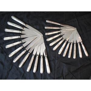 24 Silver Plated Knives With Shell Decor From Pradel Goléo In Montpellier