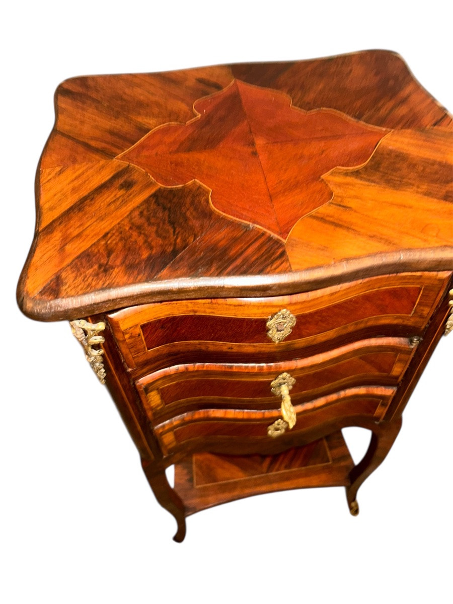 Louis XV Marquetry Bedside Table -photo-2