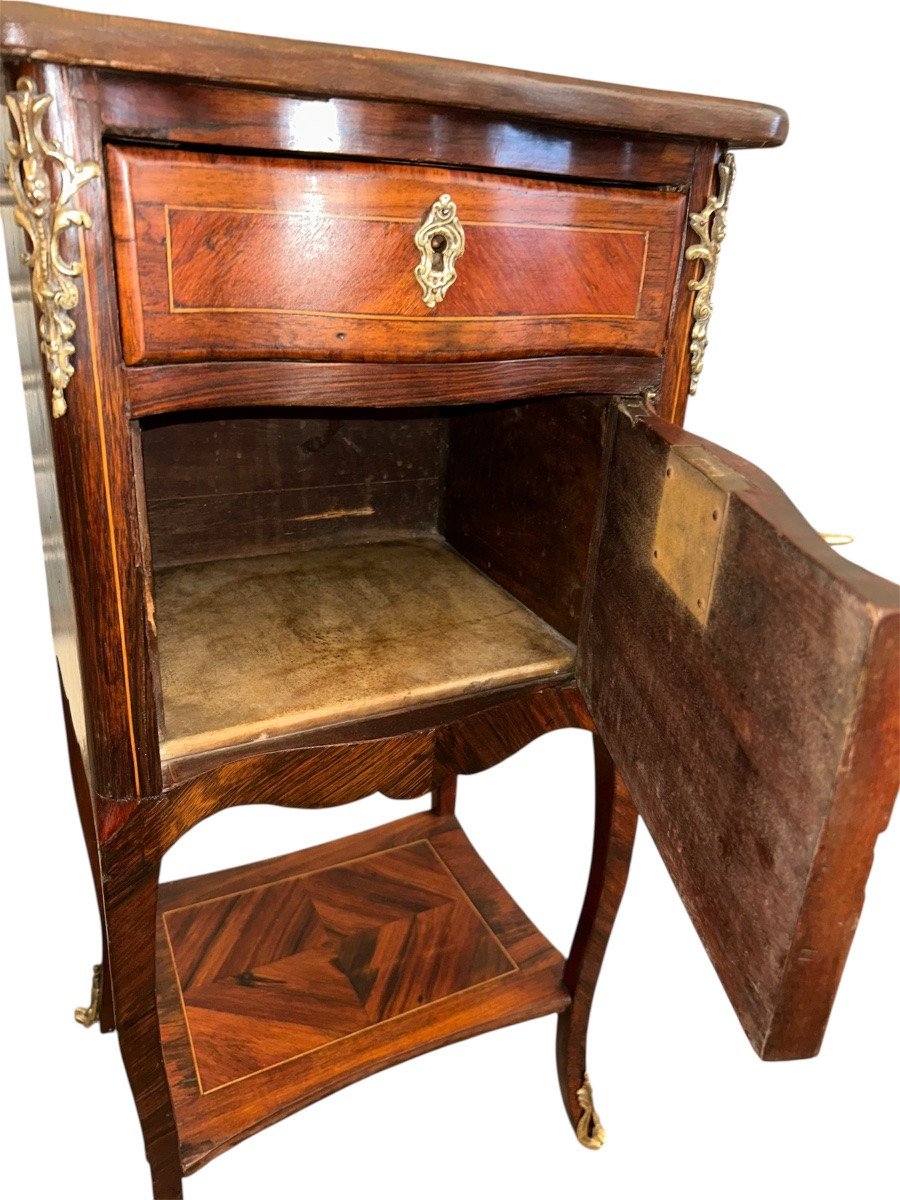Louis XV Marquetry Bedside Table -photo-3