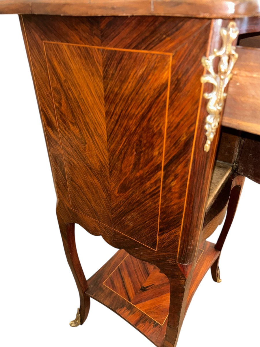Louis XV Marquetry Bedside Table -photo-1