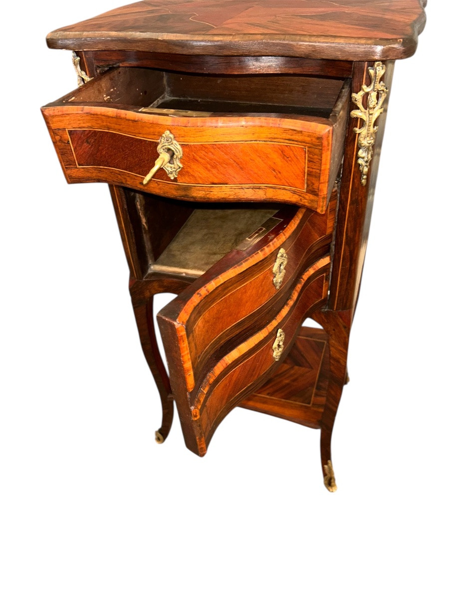 Louis XV Marquetry Bedside Table -photo-2