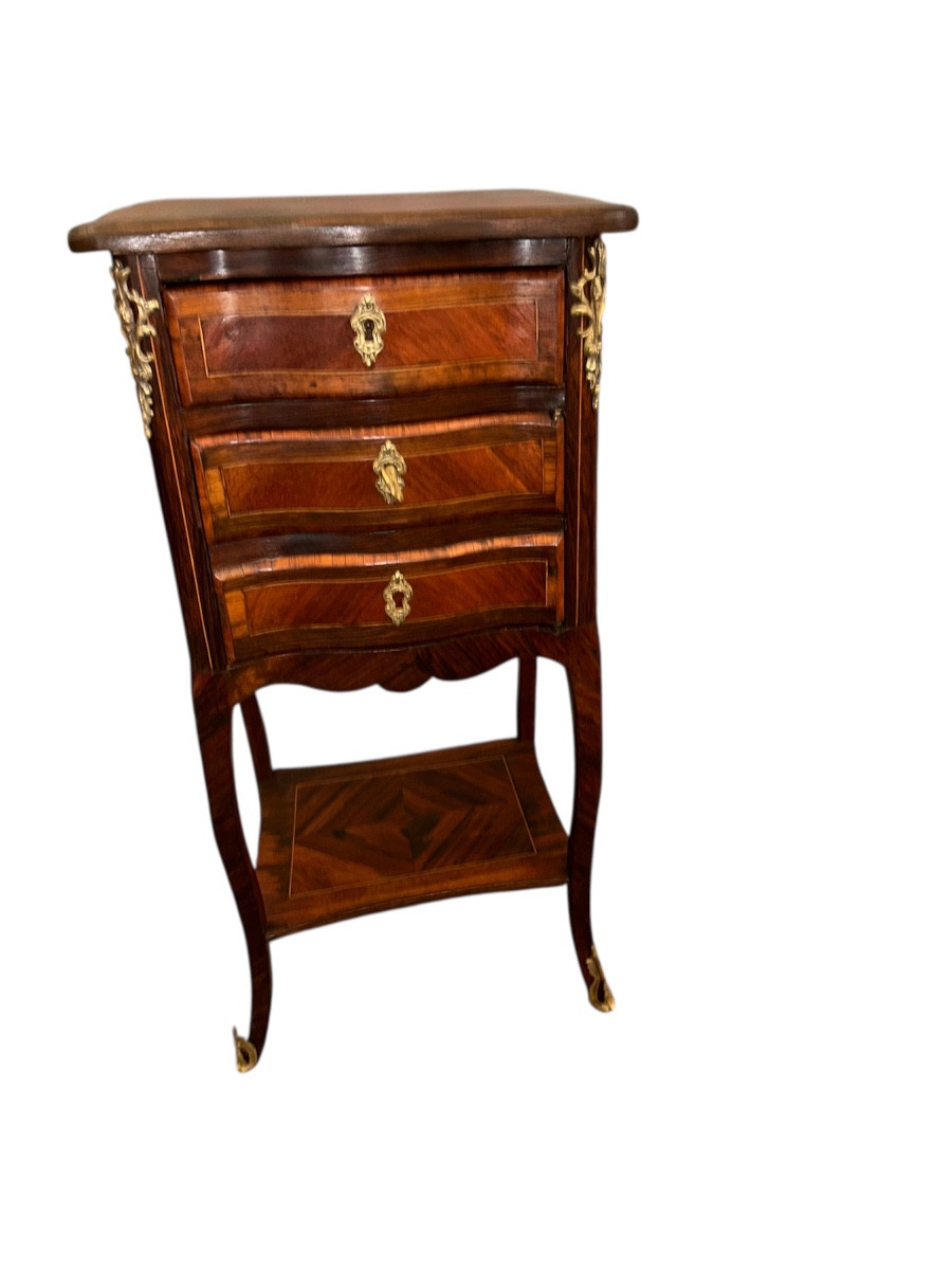 Louis XV Marquetry Bedside Table 