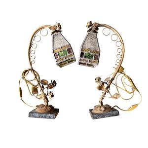 Paire De Lampes Art Déco / Art Nouveau 