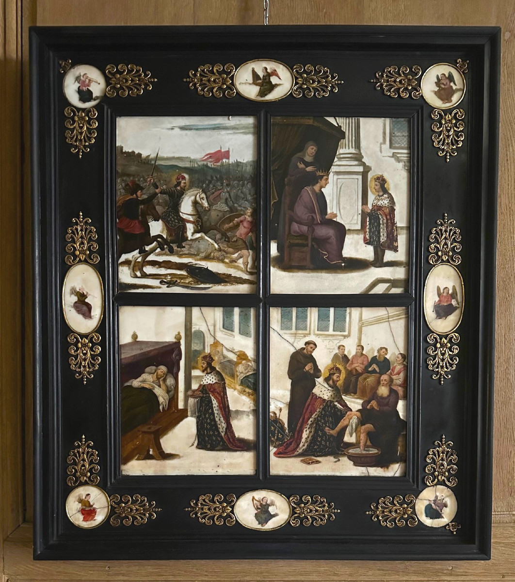 Peintures sur marbre XVIIème siècle.
