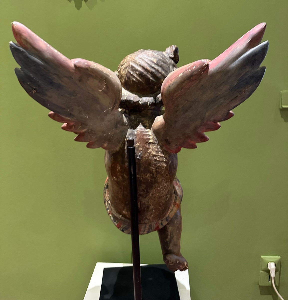 Ange en bois polychrome-photo-1