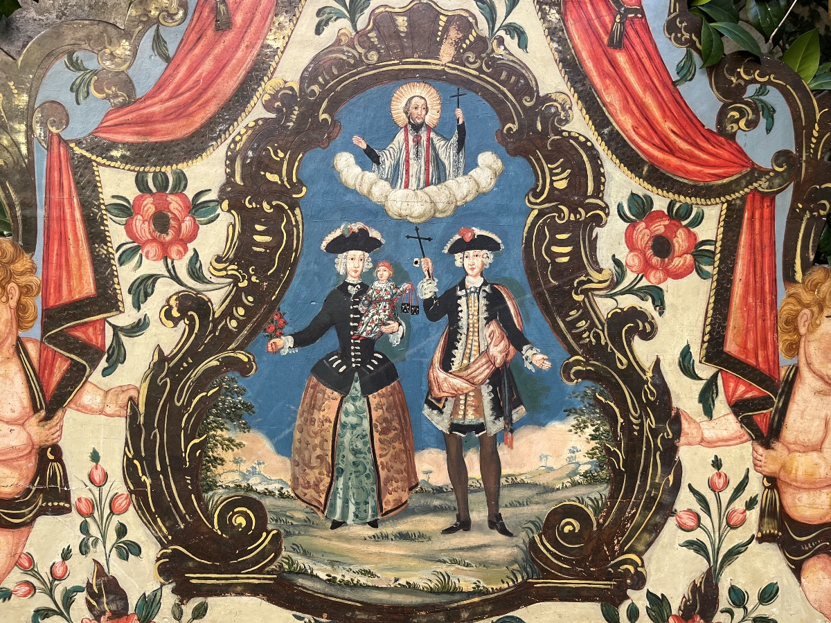 Polychrome Headboard Olot 18th Century -photo-2