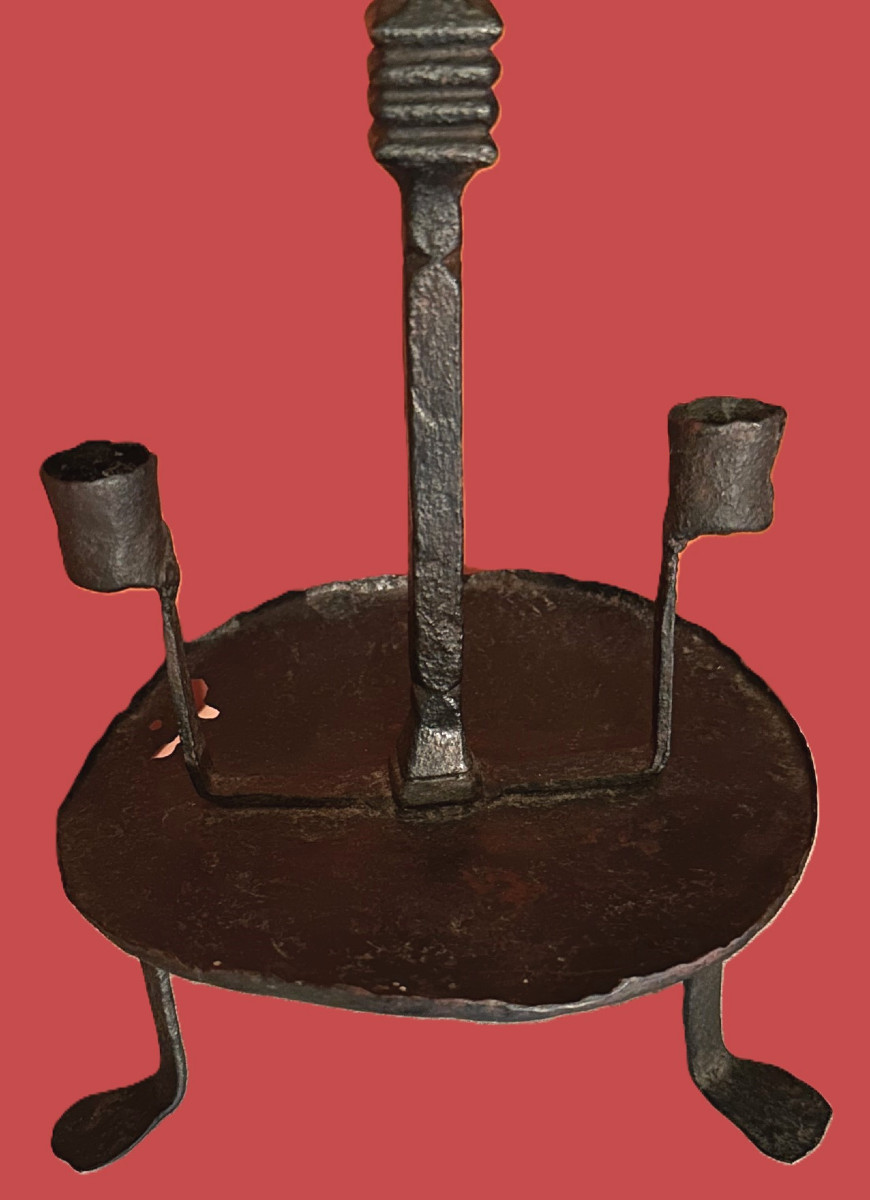 Candélabre en fer forgé haute époque -photo-1