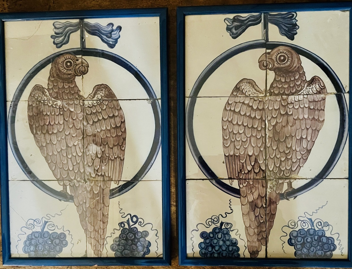 Pair Of Panels ,delft Earthenware Tiles