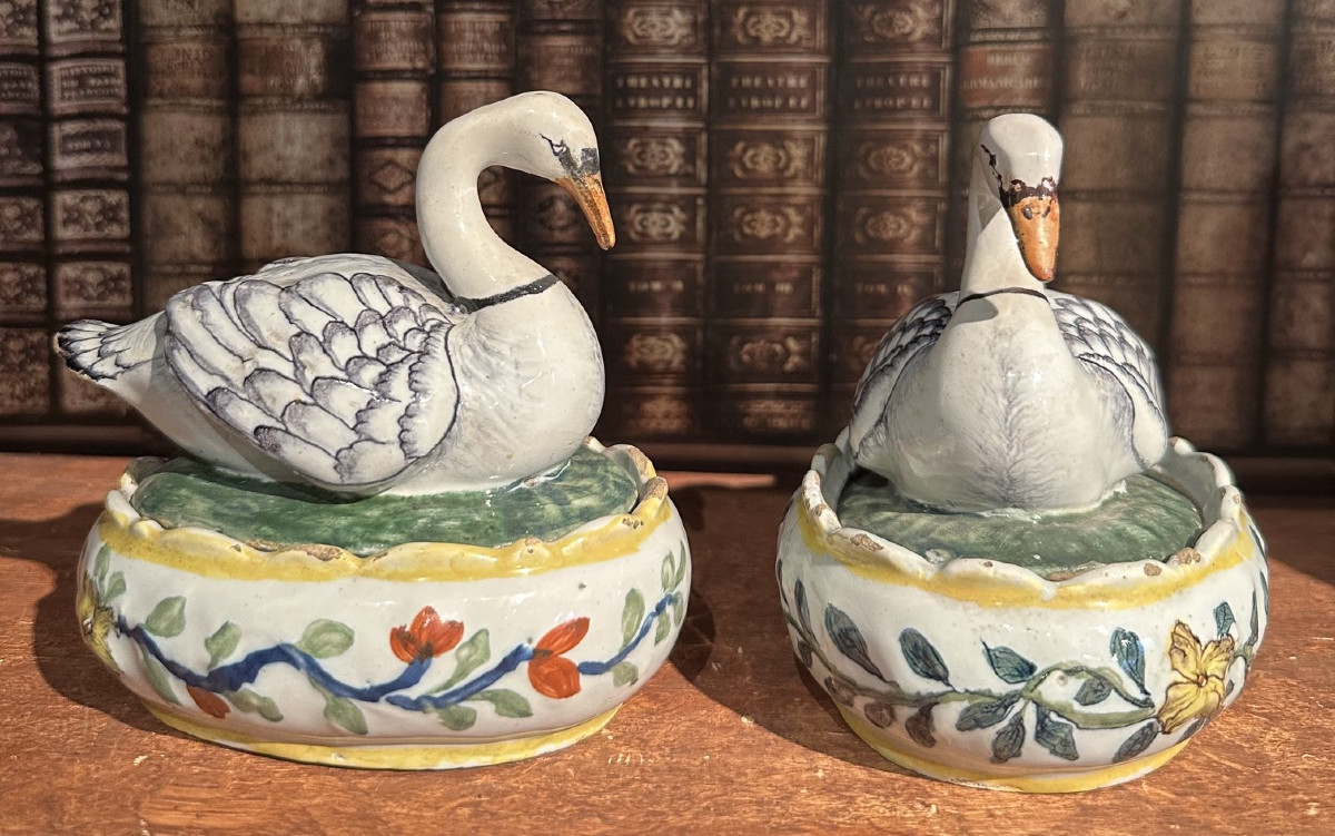 Pair Of Delftware Butter Dishes-photo-3