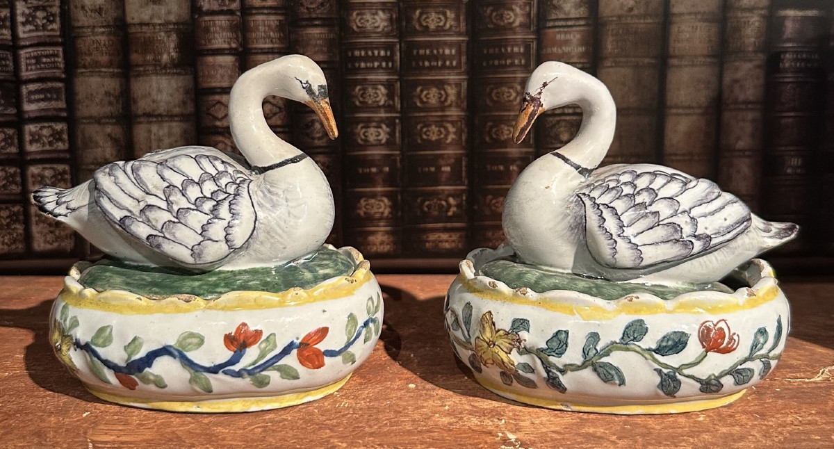 Pair Of Delftware Butter Dishes