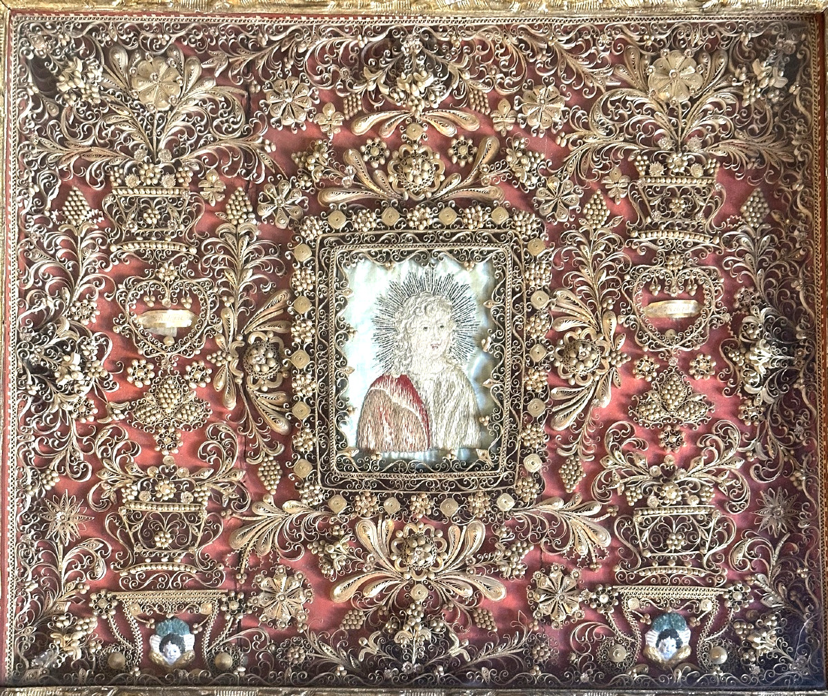 Reliquaire paperolles Louis XIV-photo-2