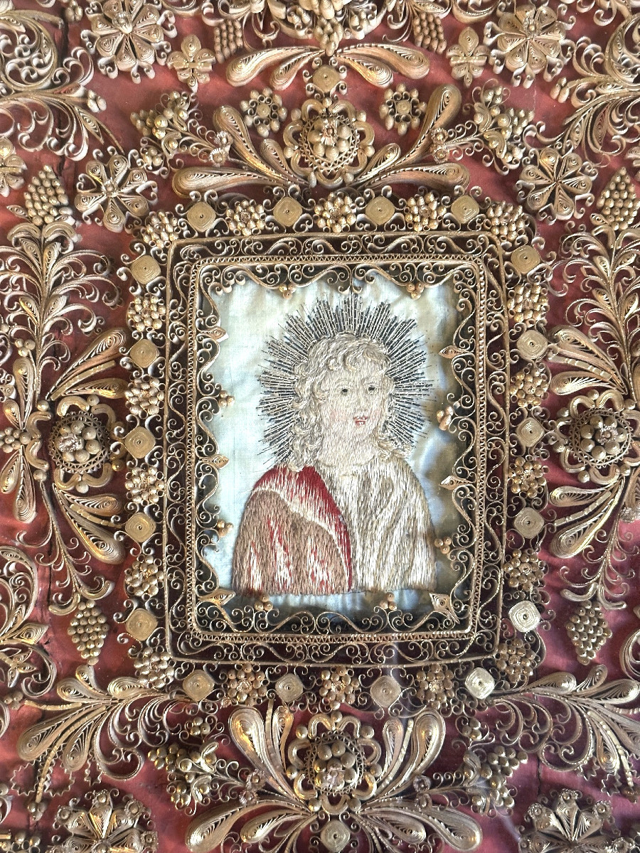 Reliquaire paperolles Louis XIV-photo-3