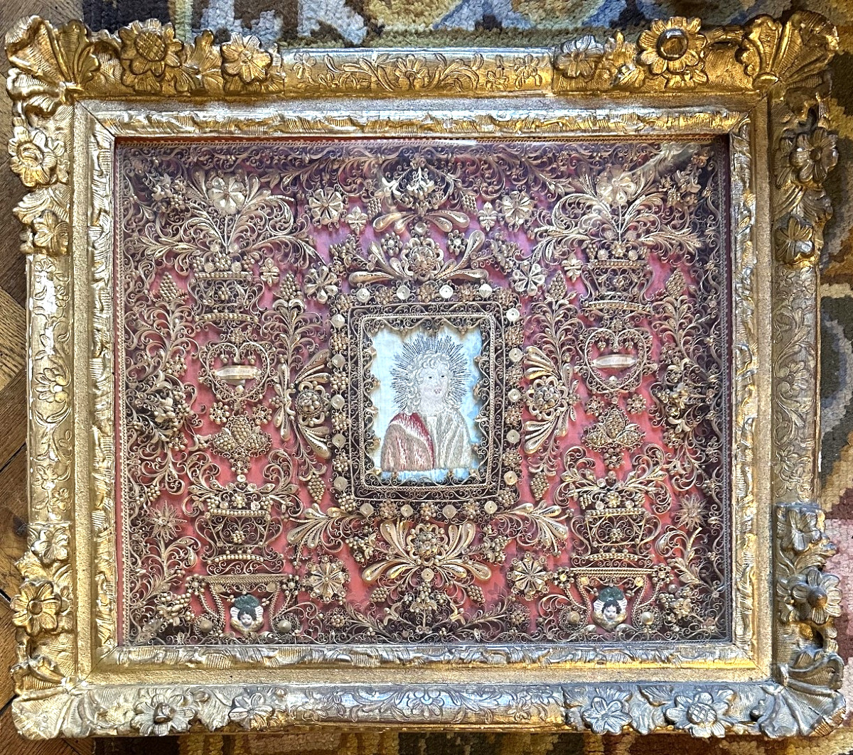 Reliquaire paperolles Louis XIV-photo-1