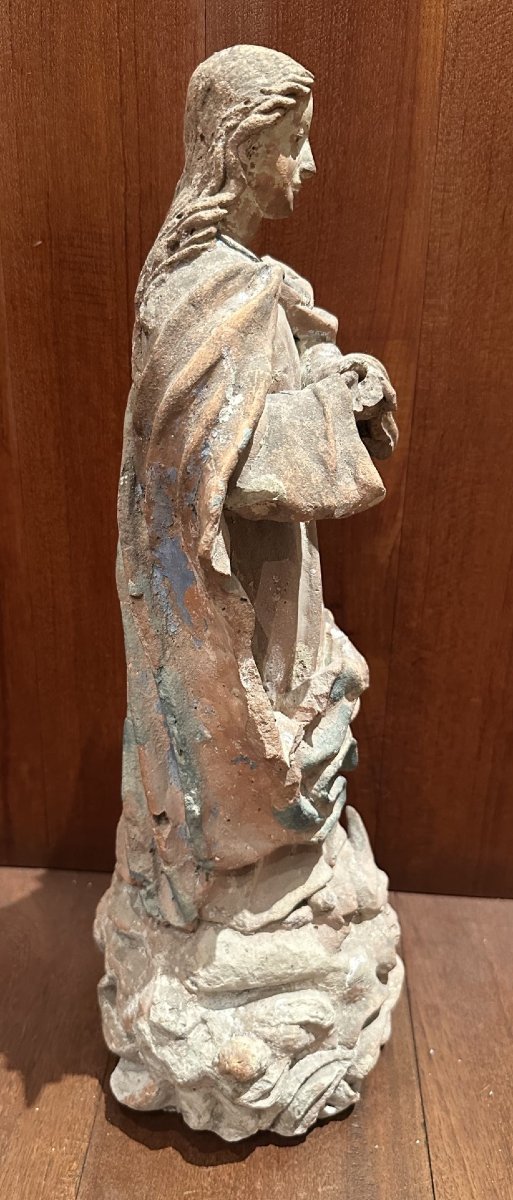 Vierge en terre cuite XVIIIème siècle-photo-2