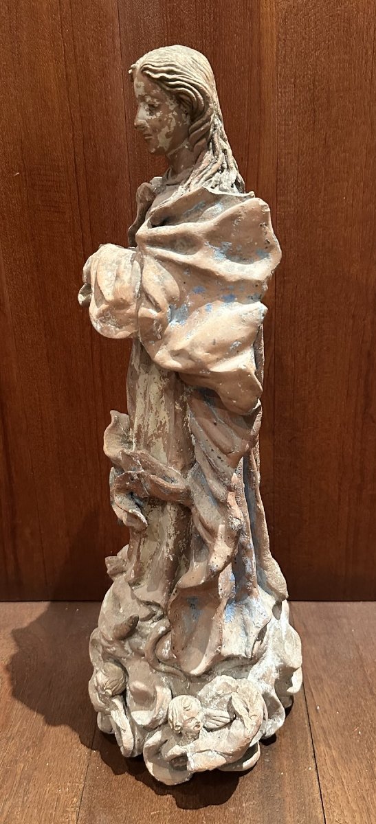 Vierge en terre cuite XVIIIème siècle-photo-4