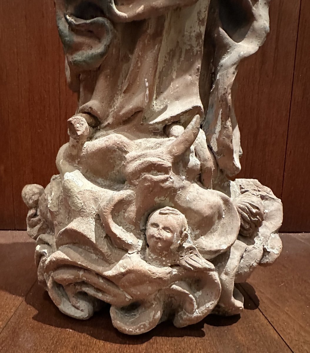 Vierge en terre cuite XVIIIème siècle-photo-2