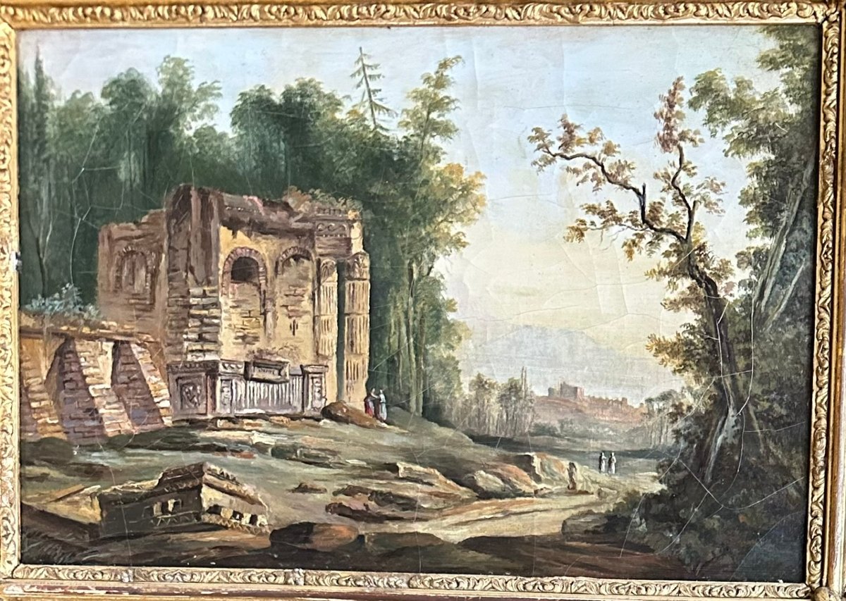 Paire de tableaux paysages XVIIIème-photo-3