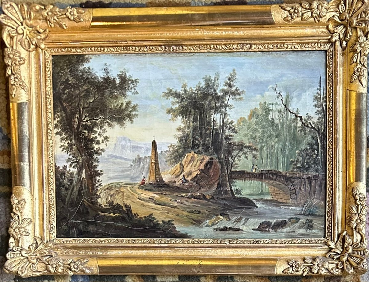 Paire de tableaux paysages XVIIIème-photo-4