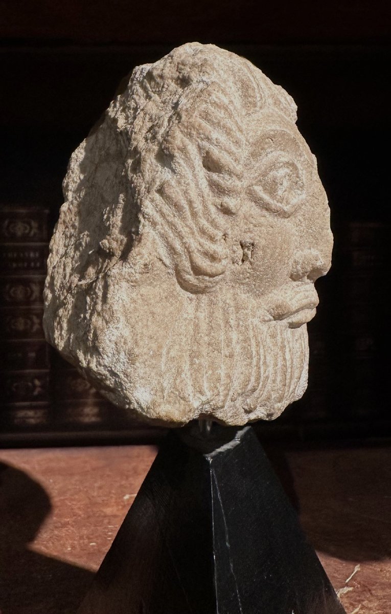 Archaic Phoenician Marble Head -photo-4
