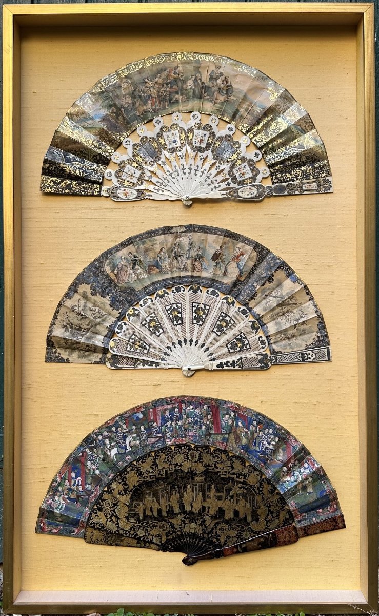 Set Of Three Framed Fans