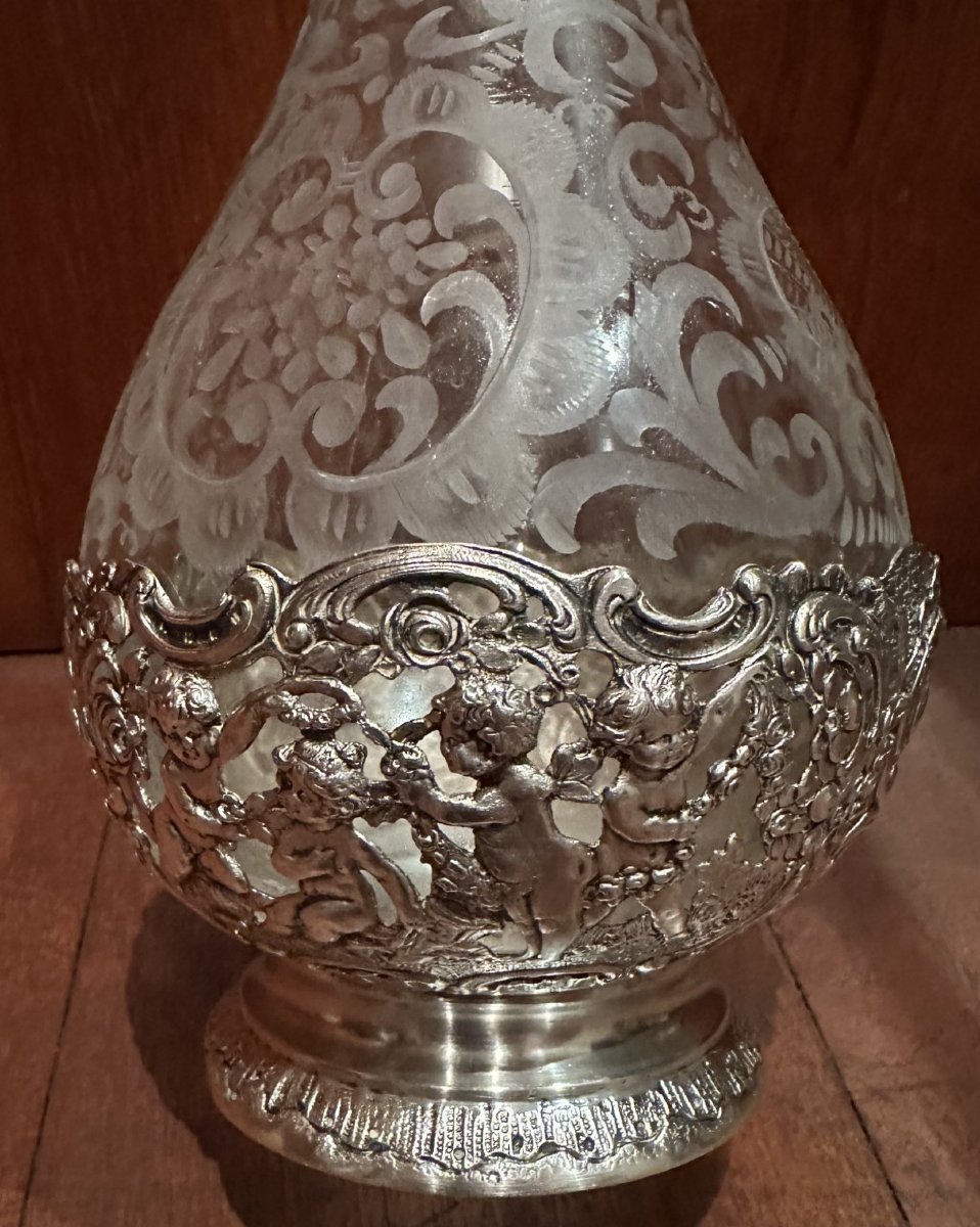 Paire de carafes cristal et argent-photo-4