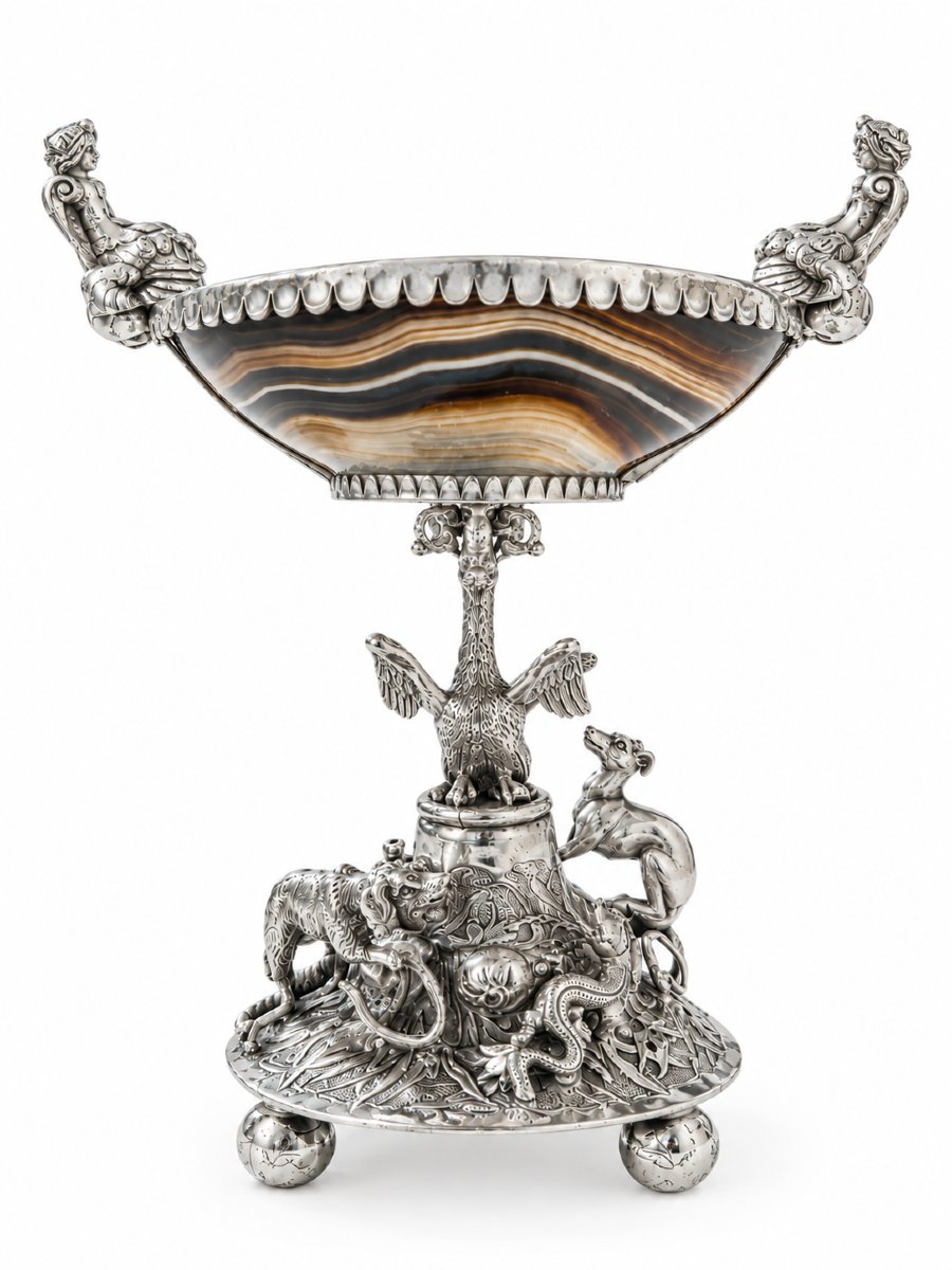 Agate And Solid Silver Cup