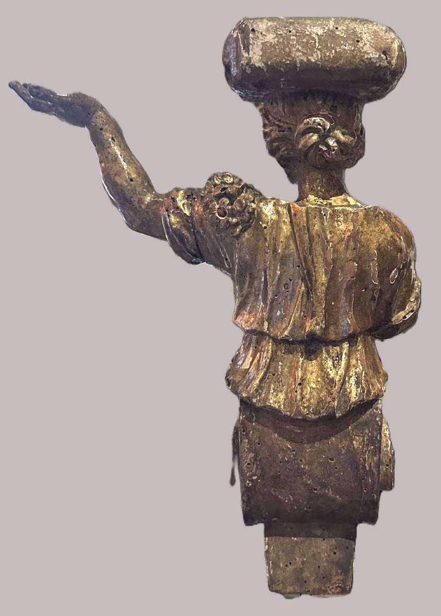 Set Of Four Gilded Wooden Caryatids-photo-3