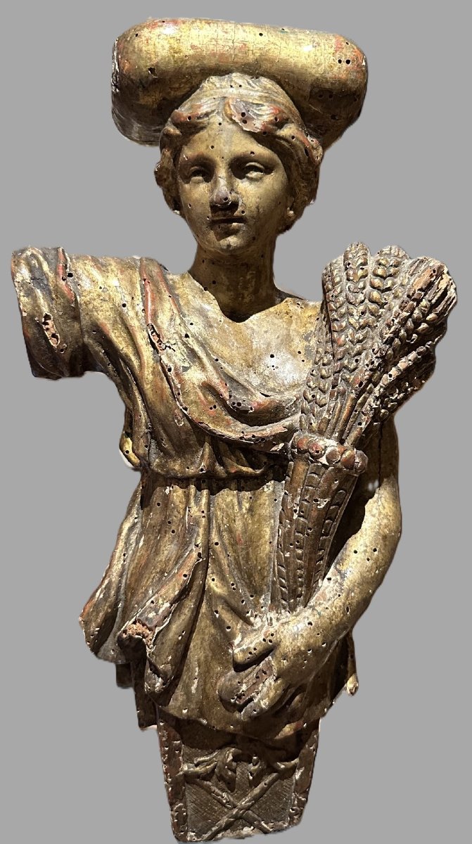Set Of Four Gilded Wooden Caryatids-photo-4
