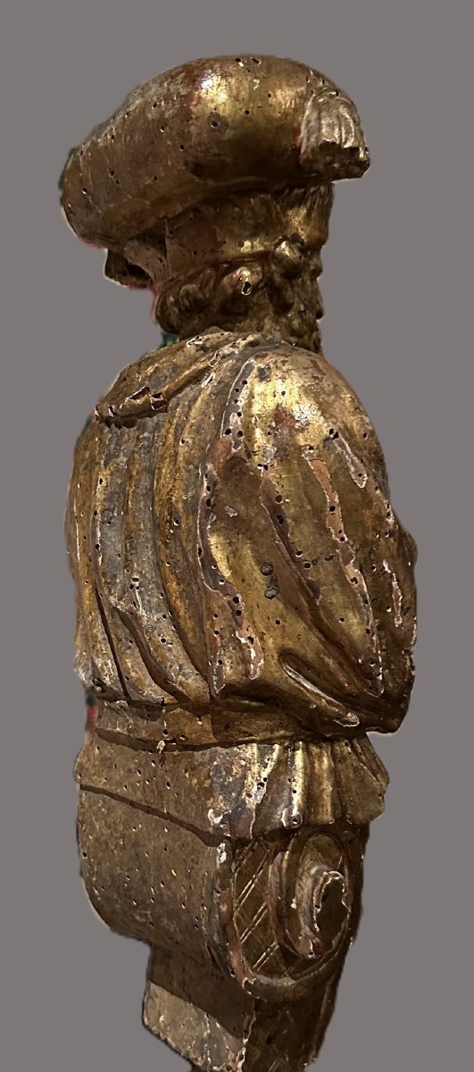 Set Of Four Gilded Wooden Caryatids-photo-5