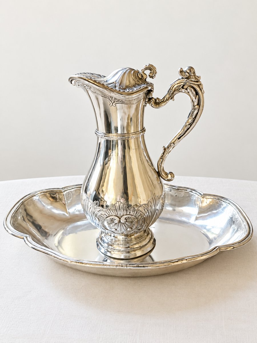 Solid Silver Ewer And Basin-photo-2