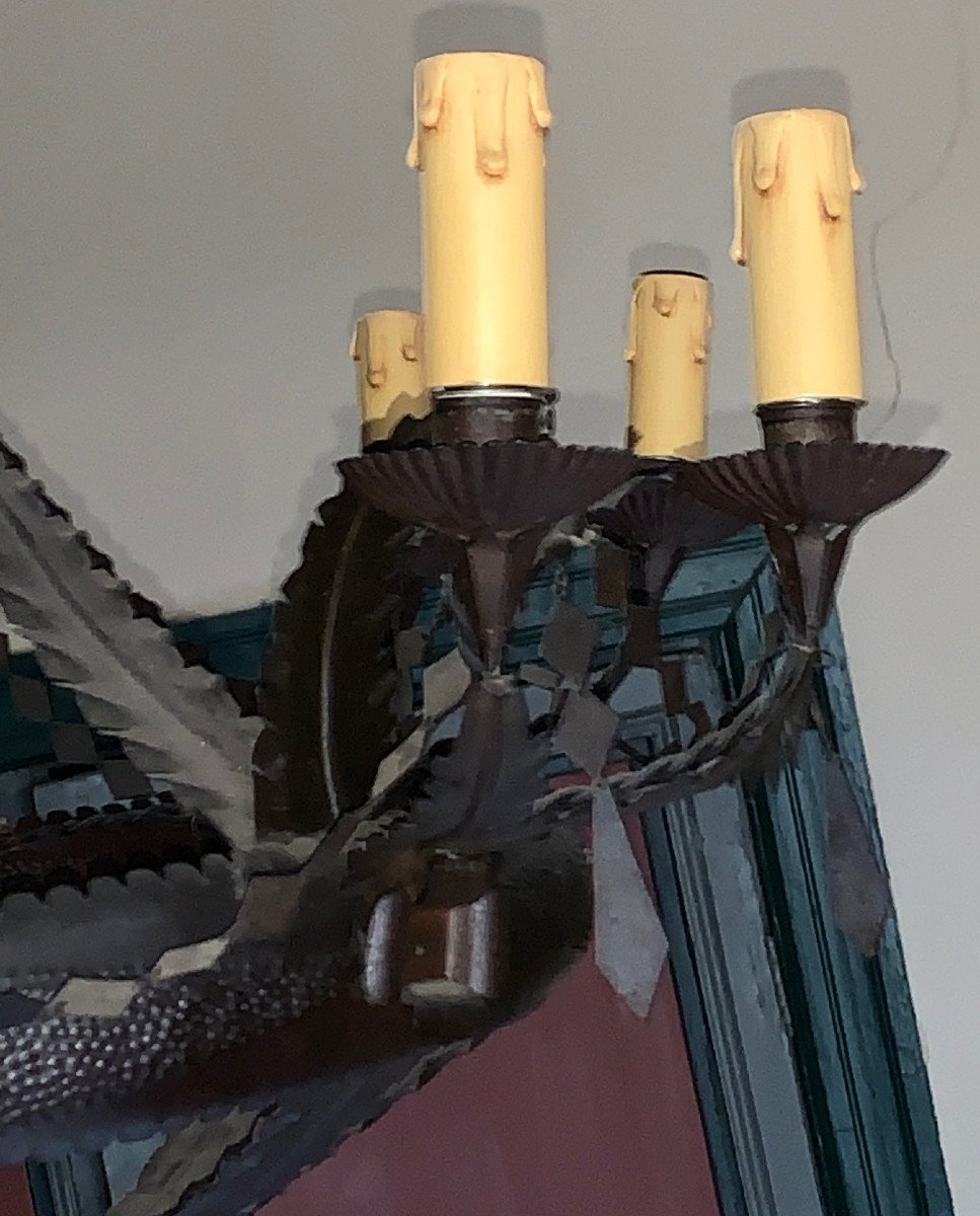 Tin Chandelier With 8 Arms Of Light-photo-2