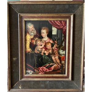 17th Century Madonna And Cat Painting