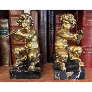 Pair Of Ormolu Fauns