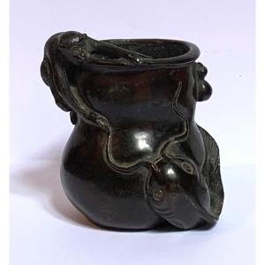 Pot à Pinceaux En Bronze époque Meiji