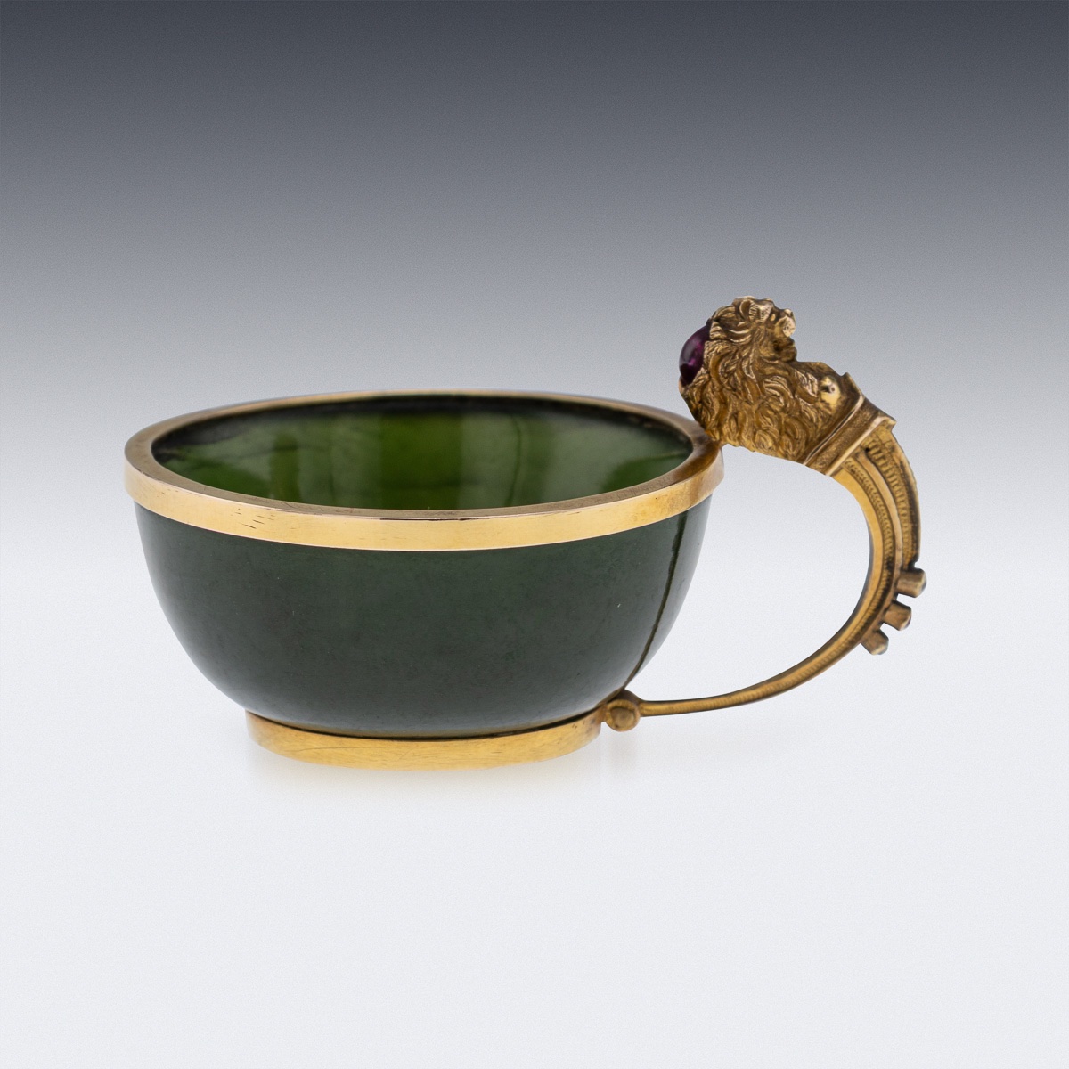 Antique 19thc French Gold, Nephrite, Ruby & Diamond Miniature Cup C.1890-photo-6