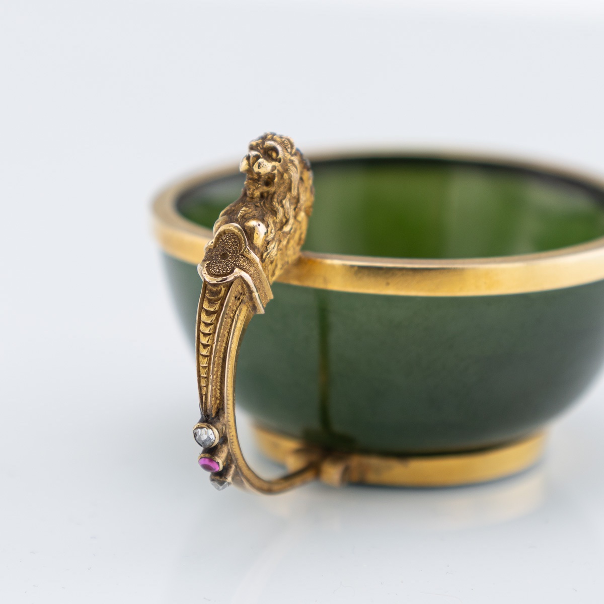 Antique 19thc French Gold, Nephrite, Ruby & Diamond Miniature Cup C.1890-photo-2