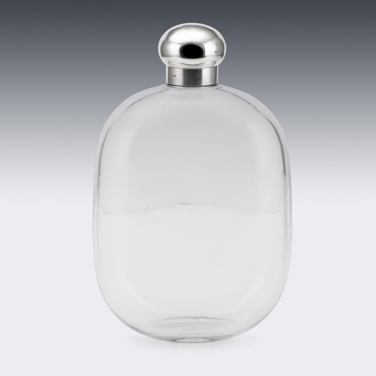 Carafe-flacon ancienne victorienne (XIXe siècle) en argent massif et verre, Londres, vers 1888-photo-4