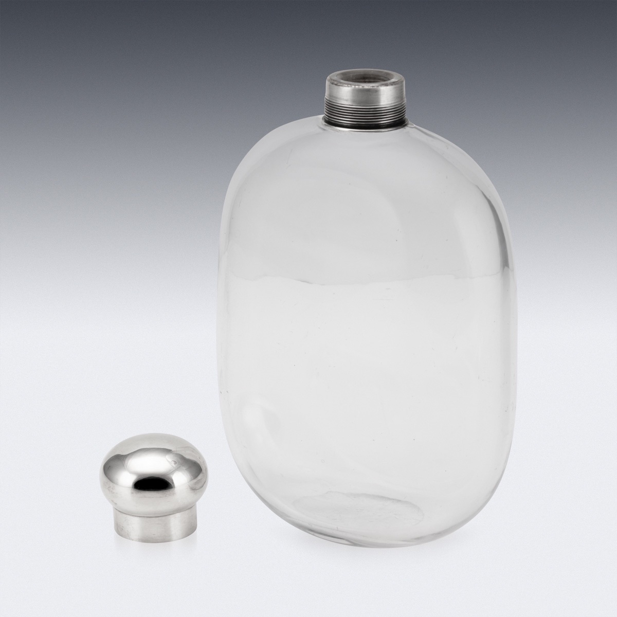Carafe-flacon ancienne victorienne (XIXe siècle) en argent massif et verre, Londres, vers 1888-photo-1