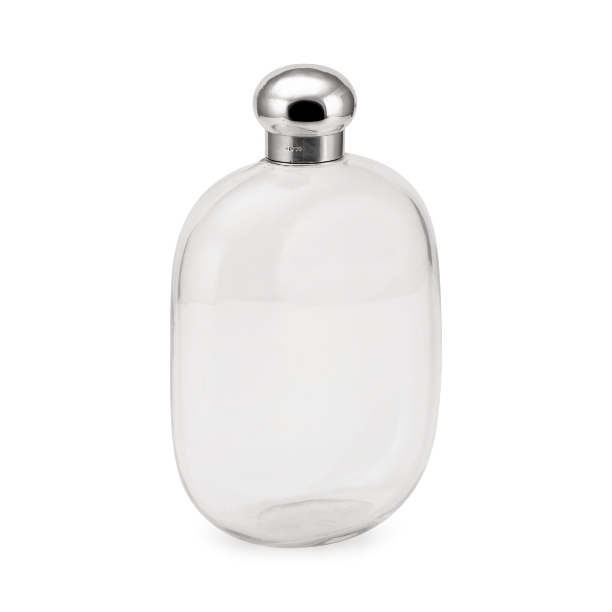 Carafe-flacon ancienne victorienne (XIXe siècle) en argent massif et verre, Londres, vers 1888