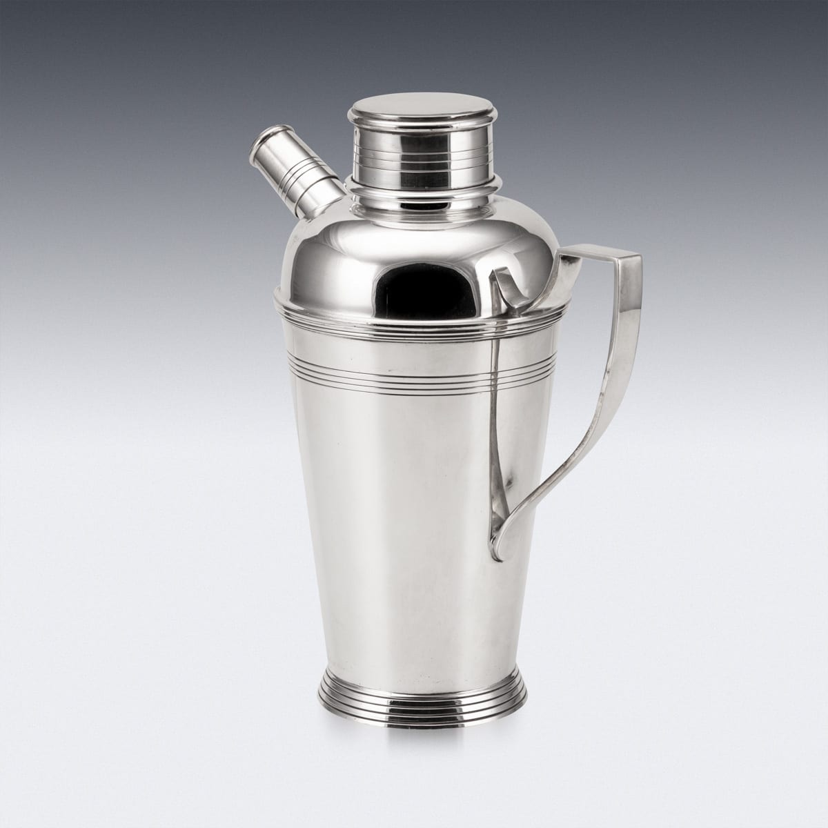 Antique 20thc Large Art Deco Silver Plated Cocktail Shaker, Birmingham C.1925-photo-2
