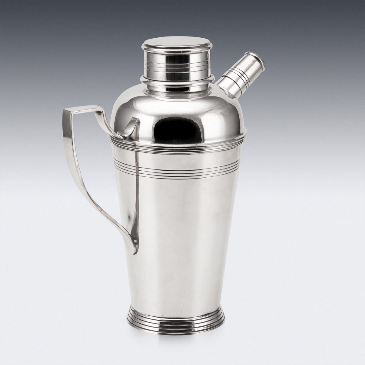 Antique 20thc Large Art Deco Silver Plated Cocktail Shaker, Birmingham C.1925-photo-4
